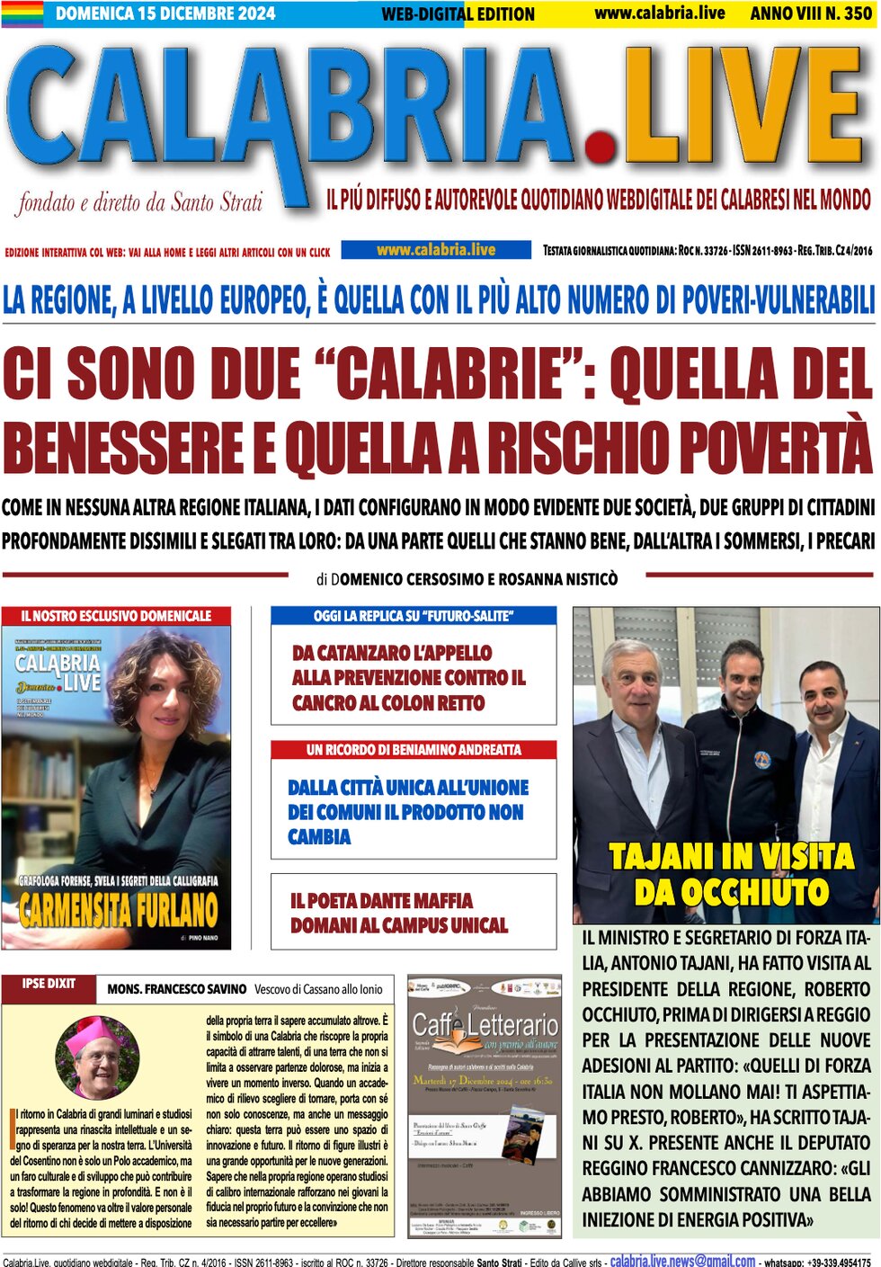 Prima Pagina Calabria Live 15/12/2024