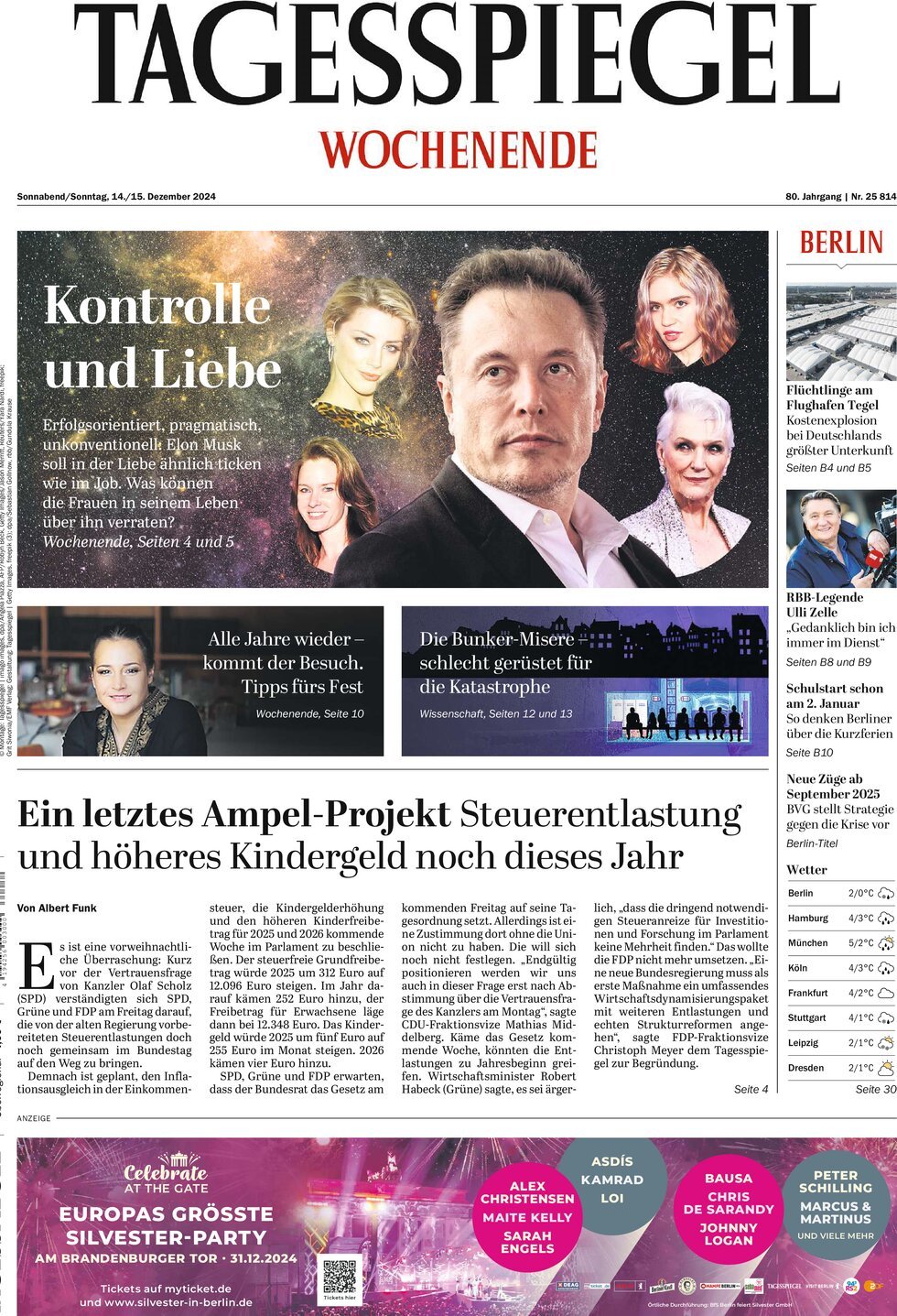 Prima Pagina Der Tagesspiegel 14/12/2024