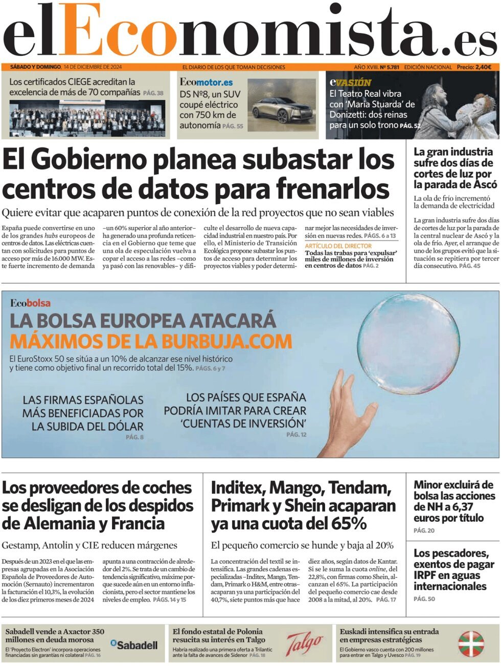 Prima Pagina El Economista 14/12/2024