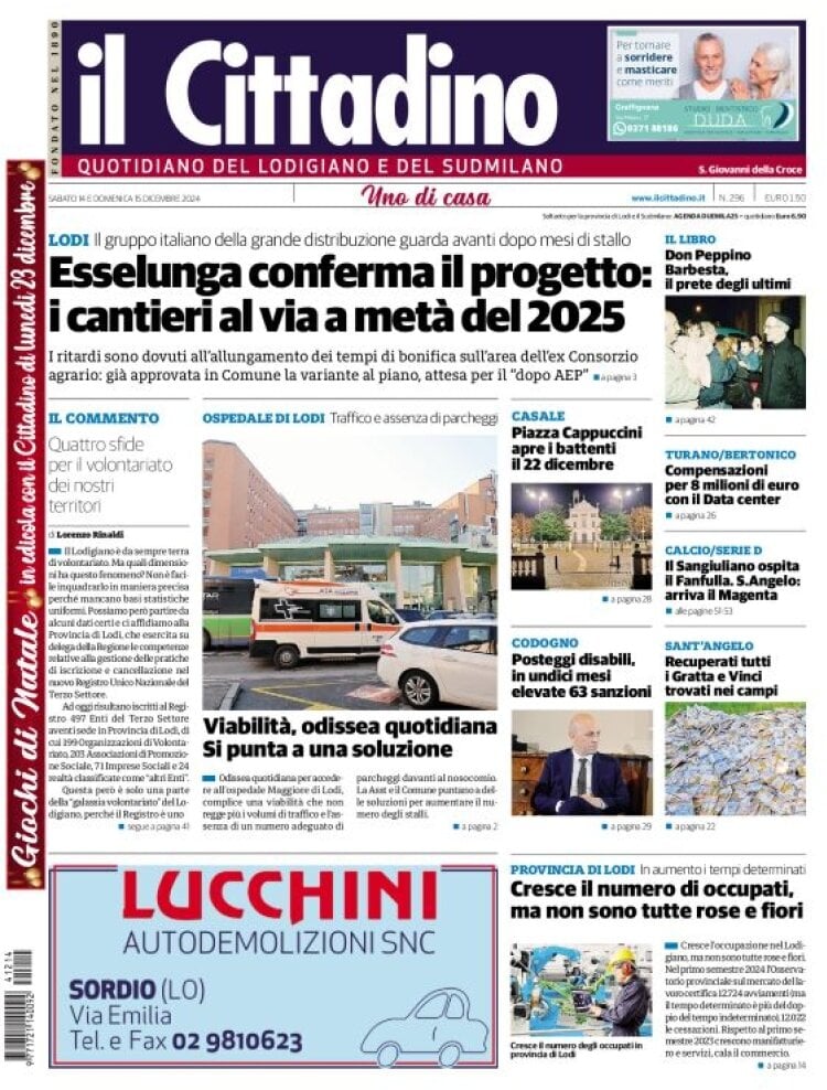 Prima Pagina Il Cittadino di Lodi 15/12/2024