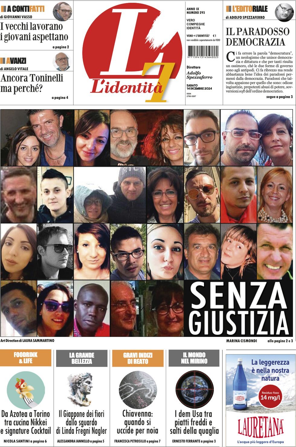 Prima Pagina L'Identità 14/12/2024