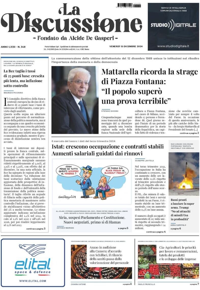 Prima Pagina La Discussione 14/12/2024