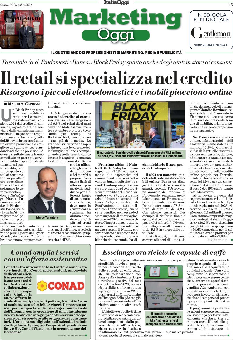 Prima Pagina Marketing Oggi 14/12/2024