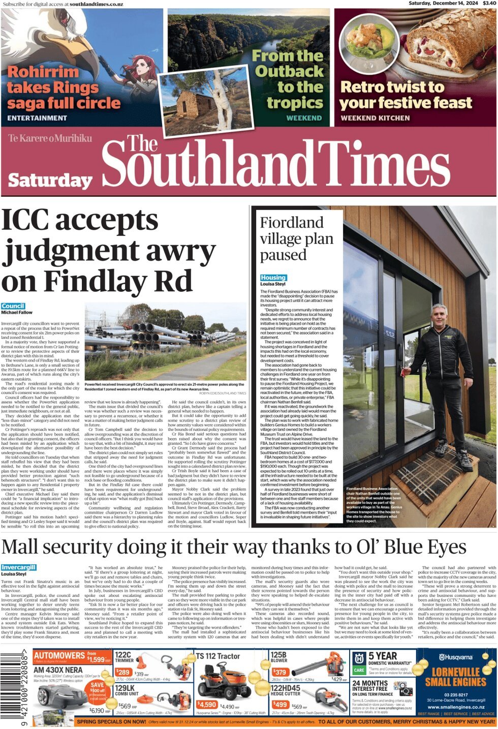 Prima Pagina The Southland Times 14/12/2024