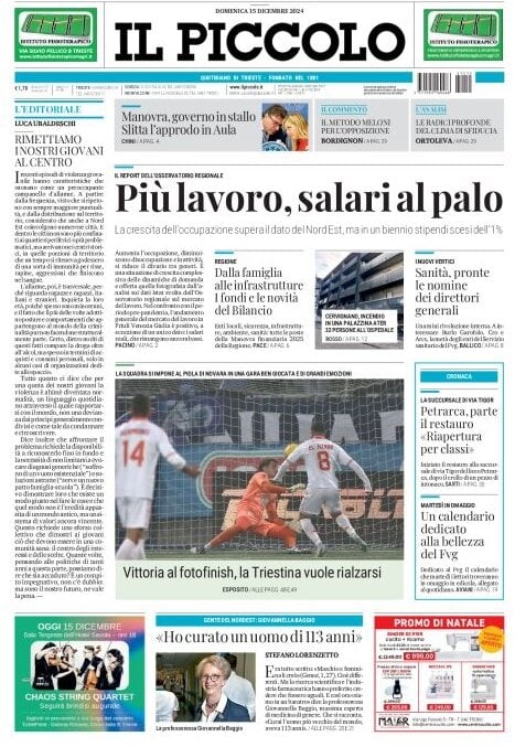 Prima Pagina Il Piccolo (Trieste) 15/12/2024