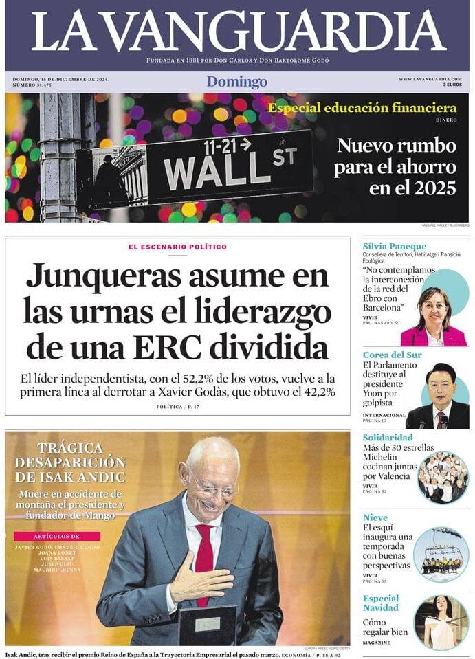 Prima Pagina La Vanguardia 15/12/2024