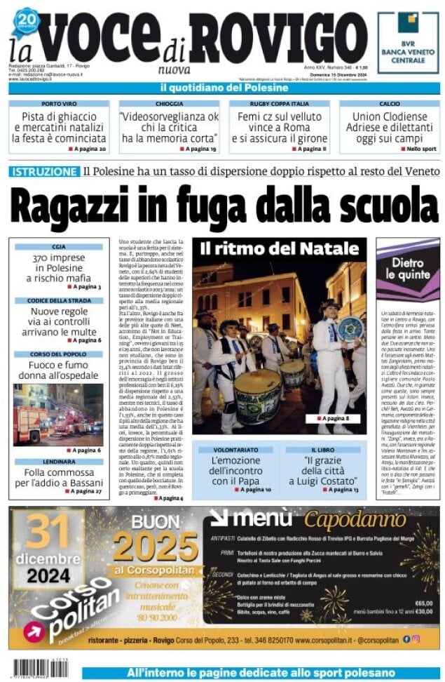 Prima Pagina La Voce di Rovigo 15/12/2024