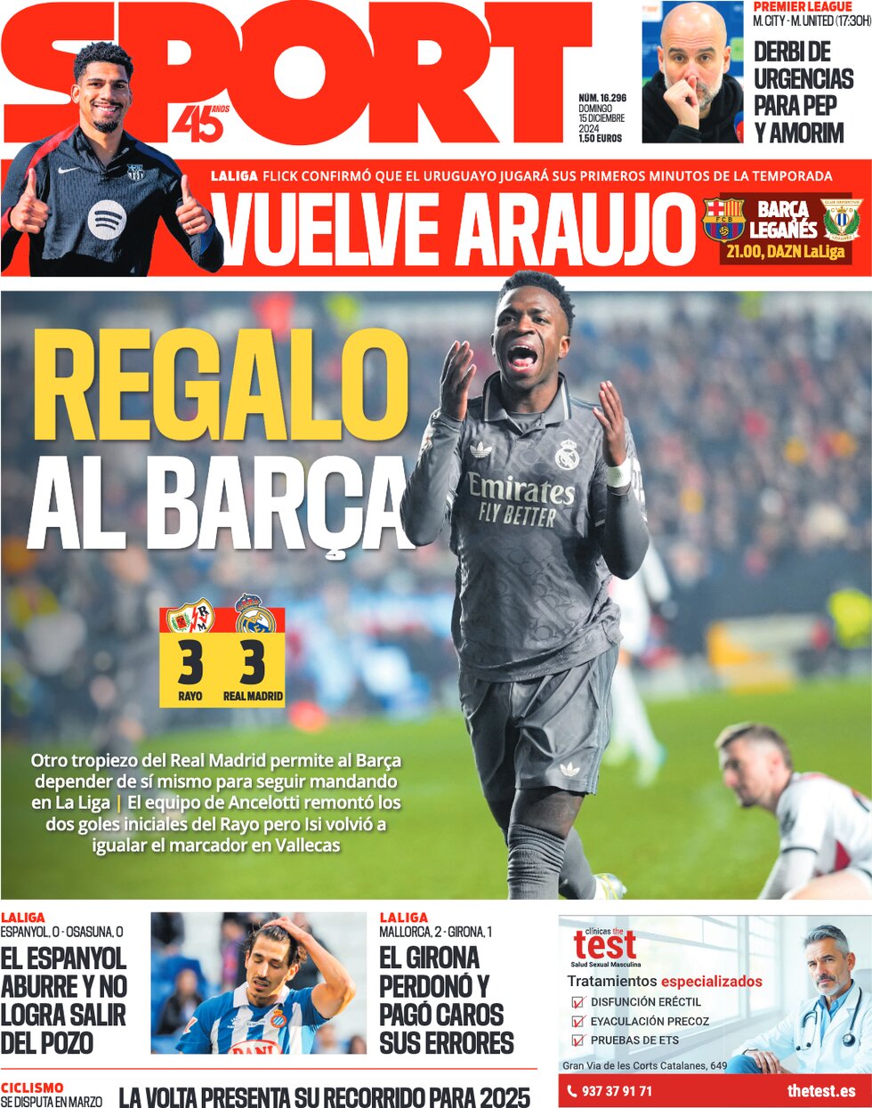 Prima Pagina SPORT (Barcelona) 15/12/2024