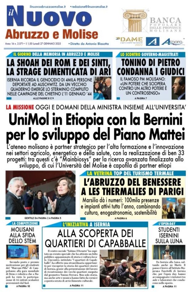 Prima Pagina Il Nuovo Abruzzo e Molise 27/01/2025