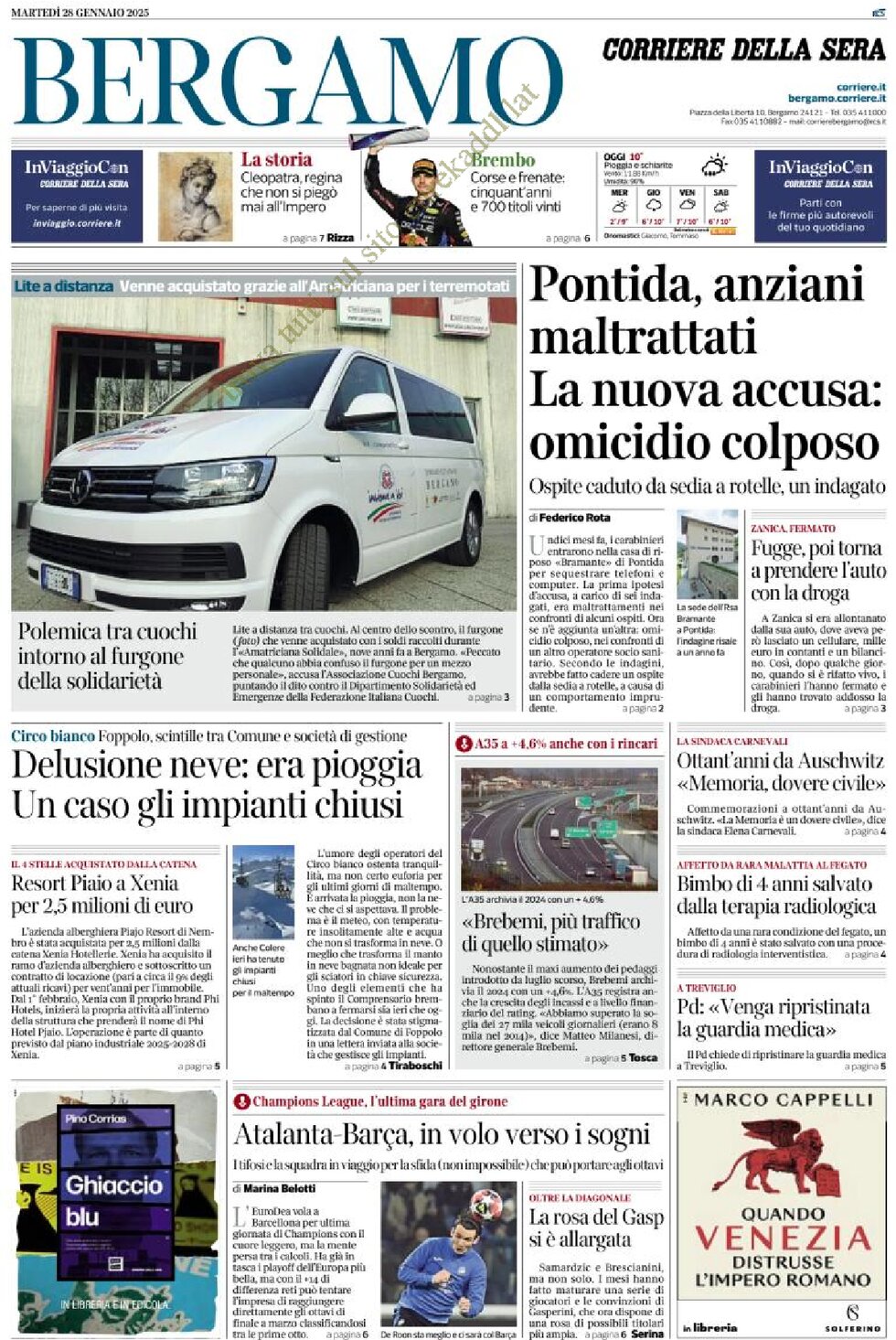 Prima Pagina Corriere della Sera (Bergamo) 28/01/2025