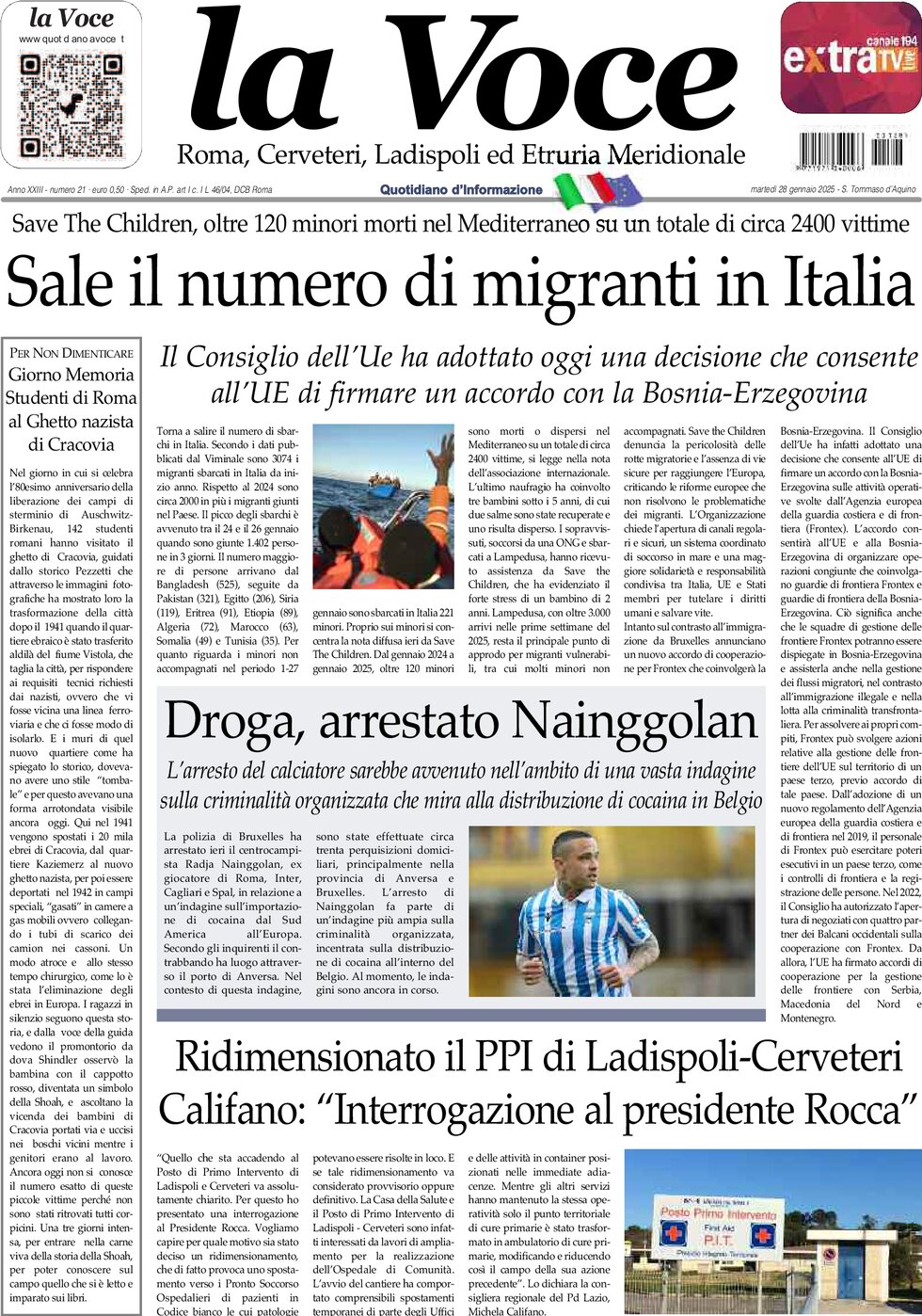 Prima Pagina La Voce (Roma) 28/01/2025