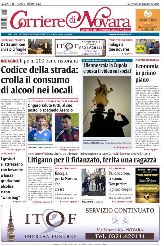 Copertina Corriere di Novara 30/01/2025