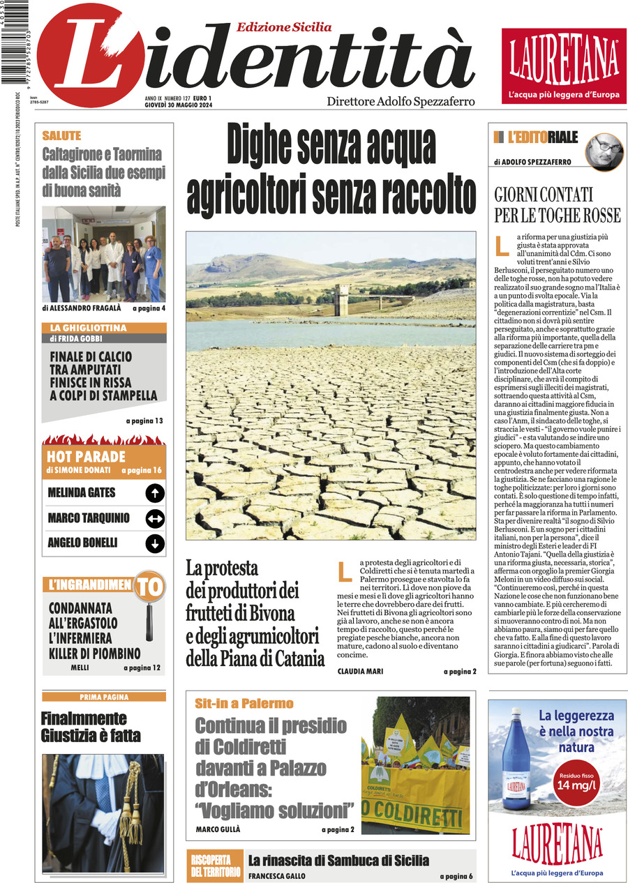 Prima Pagina L'Identità della Sicilia 30/05/2024