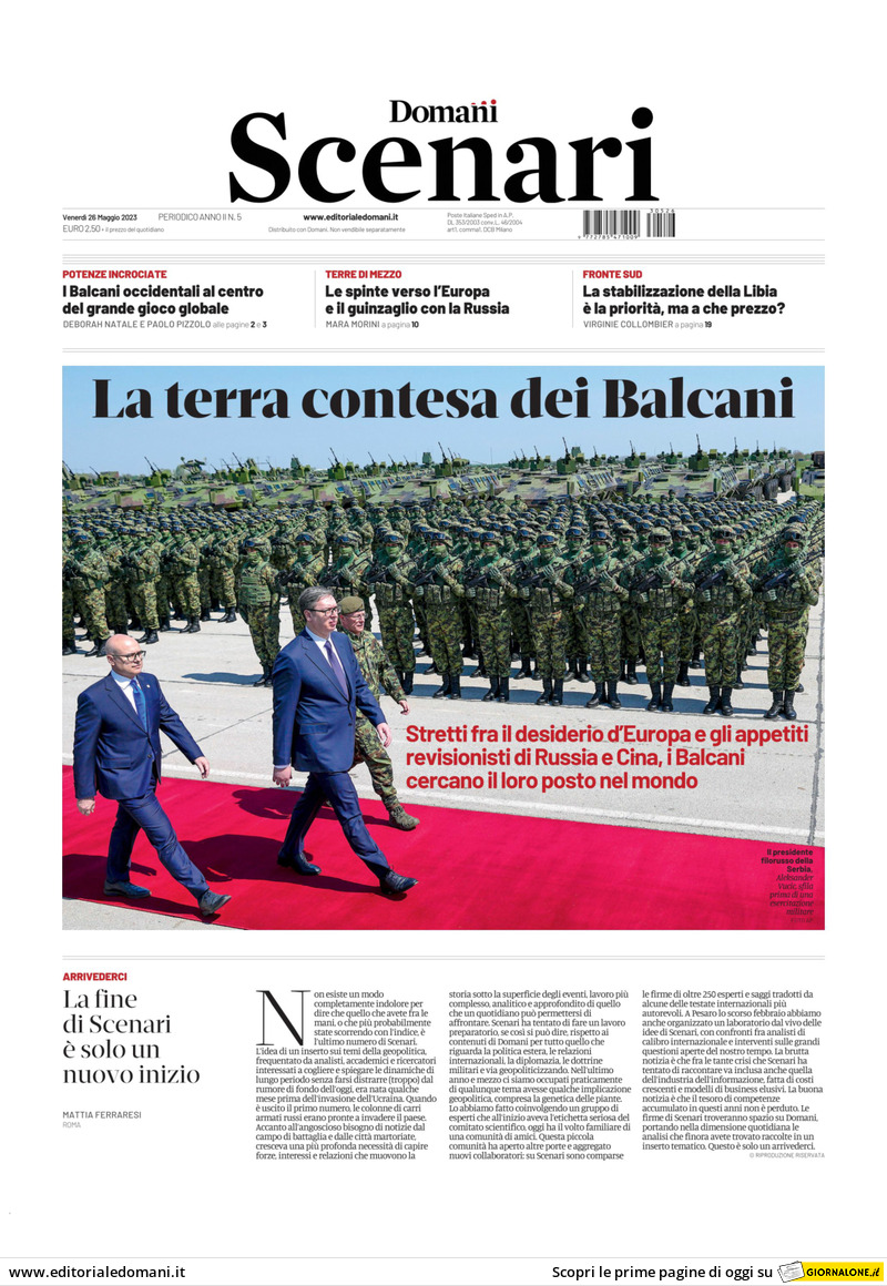 Copertina Scenari (Domani) 27/05/2023