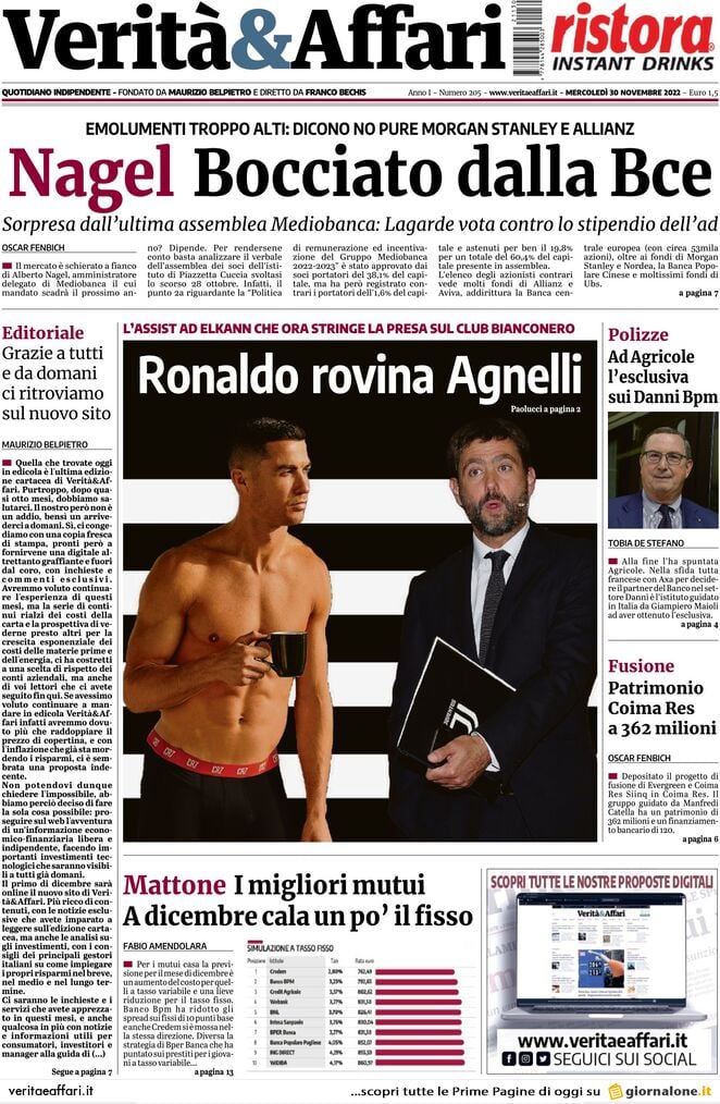 Prima Pagina Verità & Affari 30/11/2022