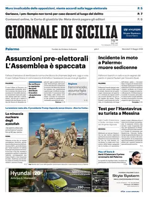 Prima Pagina "Giornale di Sicilia | Palermo"