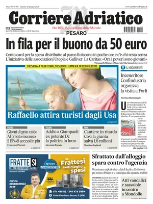 Prima Pagina "Corriere Adriatico | Pesaro"