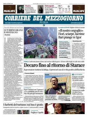 Prima Pagina "Corriere del Mezzogiorno | Puglia"