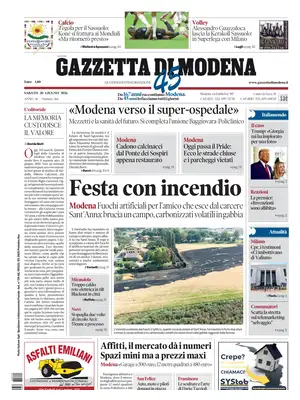 Prima Pagina "Gazzetta di Modena"