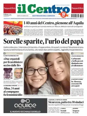 Prima Pagina "Il Centro | L'Aquila"