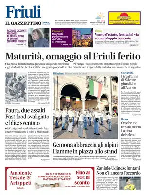 Prima Pagina "Il Gazzettino FRIULI"