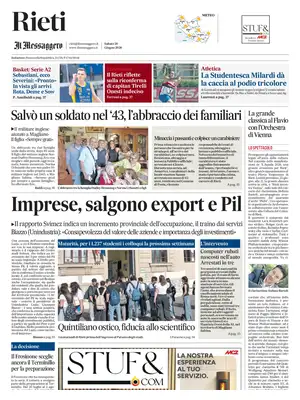 Prima Pagina "Il Messaggero | Rieti"
