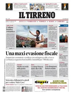 Prima Pagina "Il Tirreno | Lucca, Viareggio, Versilia, Massa, Carrara"
