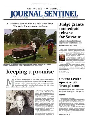 Prima Pagina "Milwaukee Journal Sentinel"
